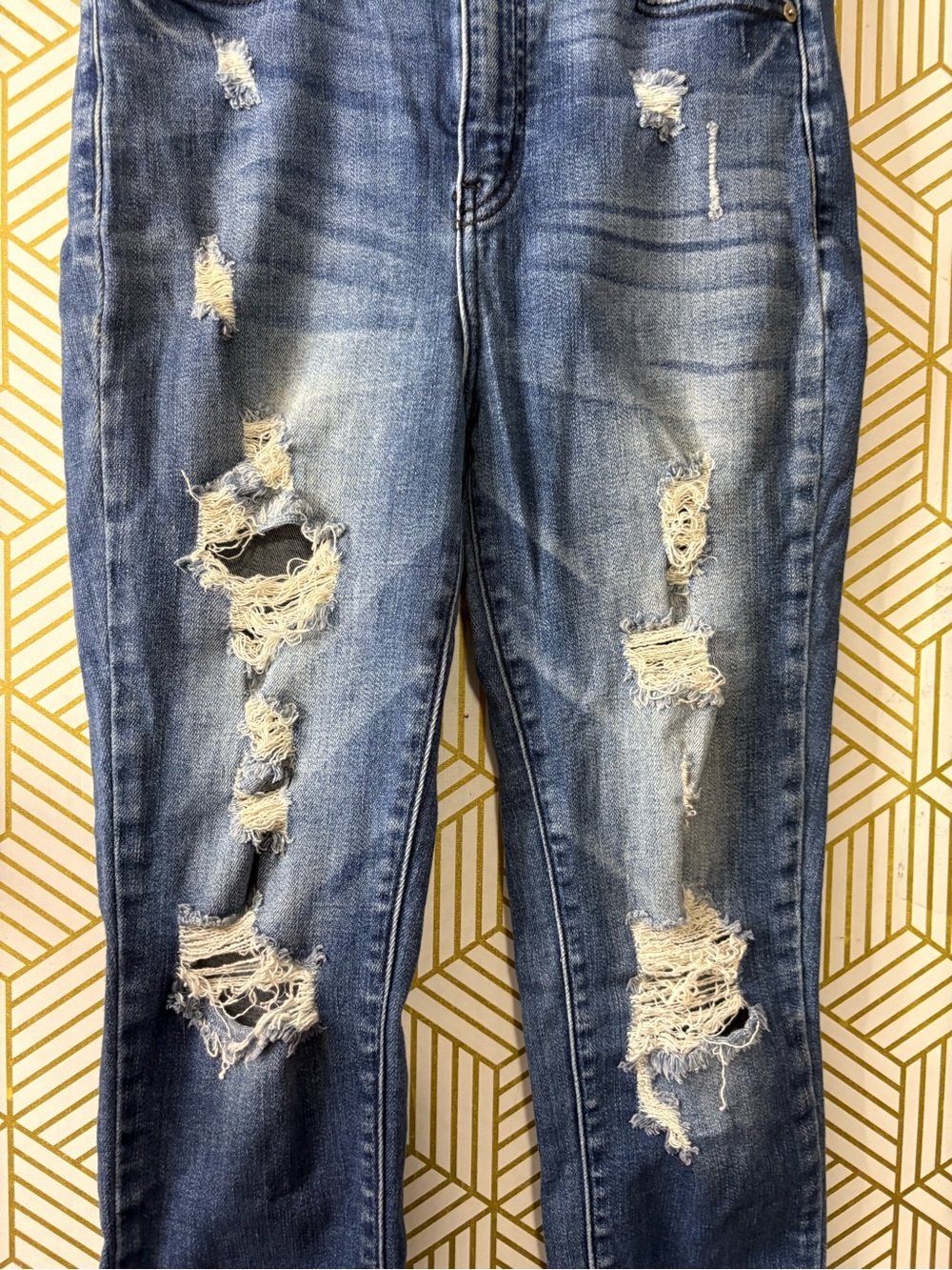 KanCan Distressed Dark Blue Curvy Jeans size 7 / 29 - Picture 4 of 11